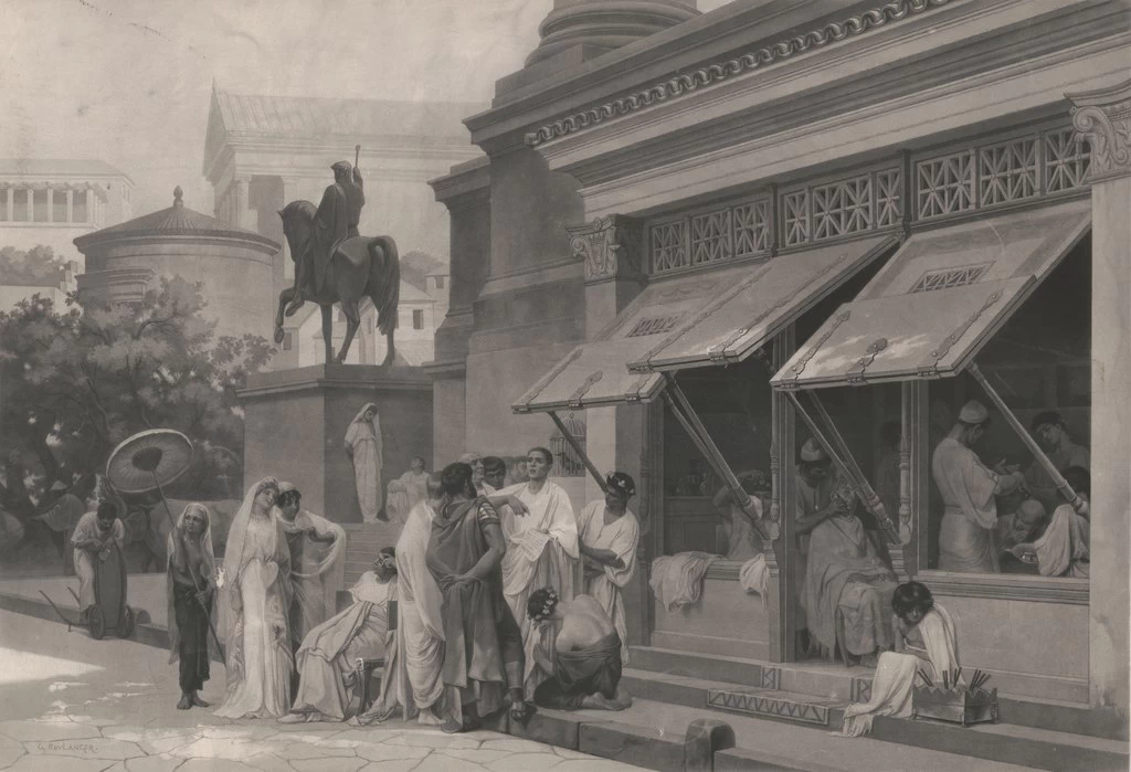 La bottega del barbiere Licinio, 1885
